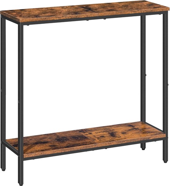 Narrow Industrial Style Side Table with Shelf