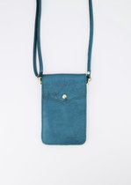 Telefoontasje - Crossbodytas - Metallic - Petrol - Groen/blauw - Echt leer