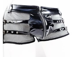 BamBella ® - Boxer short Maat M Datex Zwart (Latex en stof SM kleding BDSM erotische heren kleding