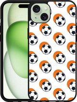 Cazy Hardcase Hoesje geschikt voor iPhone 15 Plus Soccer Ball Orange