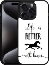 Cazy Hardcase Hoesje geschikt voor iPhone 15 Pro Life is Better with Horses