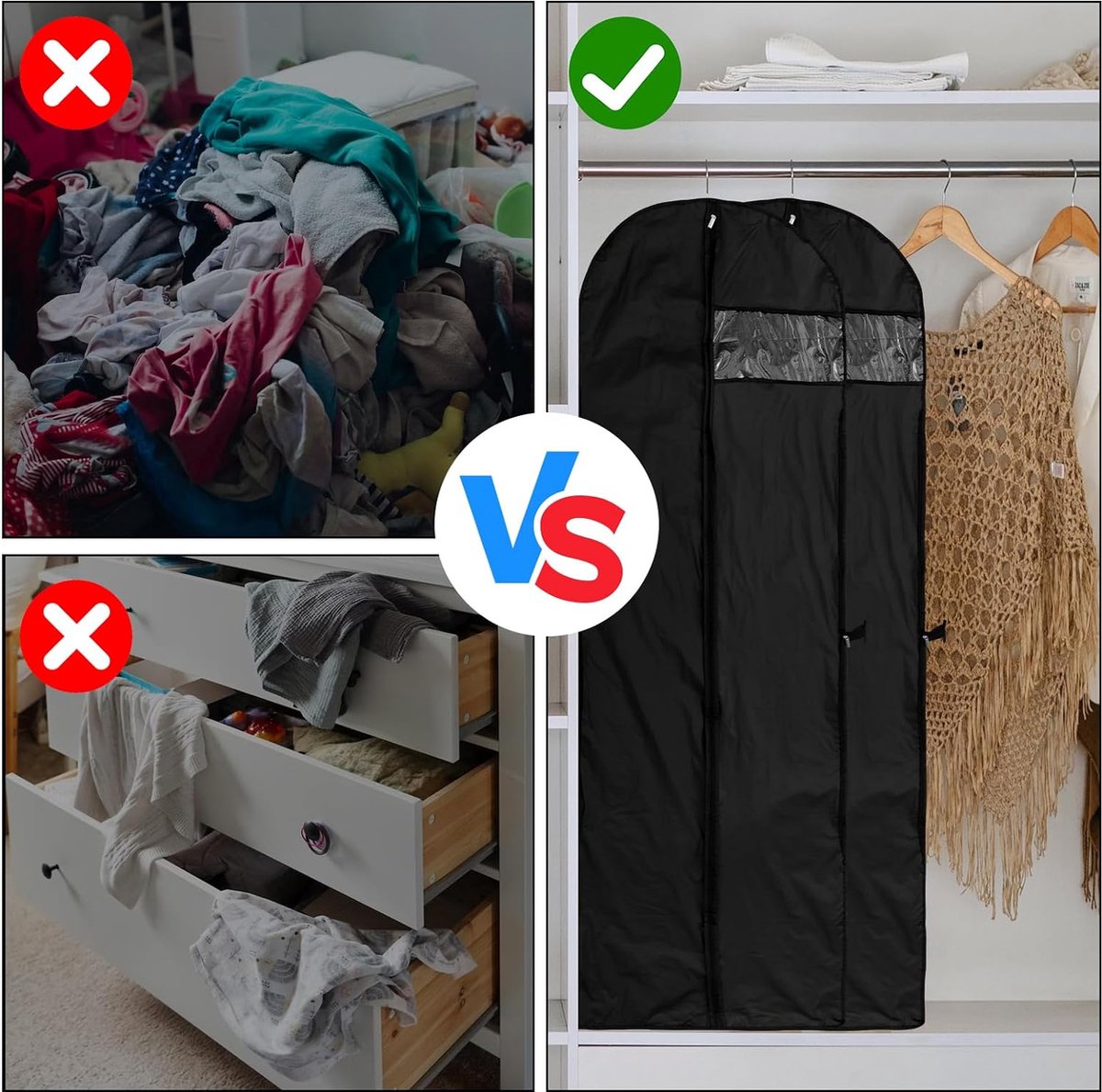 Homme Housse Vetements à Suspendre, Pliable PoussièRe Housse Costume