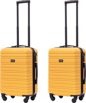 BlockTravel kofferset 2 delig ABS handbagage met wielen afneembaar 39 liter - inbouw TSA slot - lichtgewicht - geel