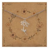 Bixorp Collier Fleur de Naissance Juillet / Nénuphar - Acier Inoxydable Argenté - Cadeau Bloem pour Femmes & Filles