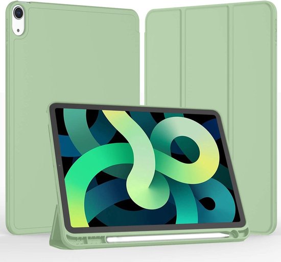 Phreeze Tri-Fold Hoes - Geschikt voor iPad 10.9 Air 4 - Air 5 Hoes (2020/2022) - Standaard met Pencil Vakje - Licht Groen - A2324, A2325, A2072, A2588, A2589, A2593