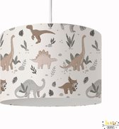 Hanglamp dinosaurussen - lampen - 30x30x24 cm - kinder & babykamer - kunststof - wit - excl. lichtbron