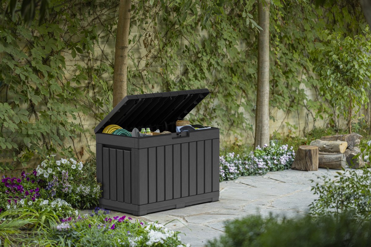 Keter Tárolódoboz, PVC-ből, Rattan Utánzat Modellel, Fedéllel, 305 L 123 X 53 5 X 57 Cm Dac Dd 100012427