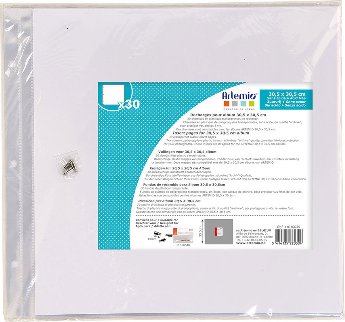 Artemio 30 plastic insteekhoezen 30,5x30,5 cm 3 schroeven