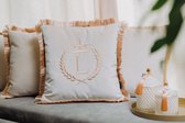 Embroidered pillow / personalised pillow / monogram pillow / decorative cushion 40x 40 beige velvet letter L