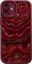 Casimoda® hoesje - Geschikt voor iPhone 12 - Agate Rood - Effen telefoonhoesje met lensbescherming - TPU - Backcover - Rood