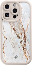 Casimoda® hoesje - Geschikt voor iPhone 14 Pro - Marmer Goud - Effen telefoonhoesje met lensbescherming - TPU - Backcover - Goudkleurig