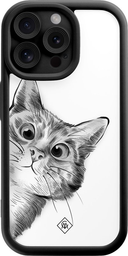 Casimoda® - Coque iPhone 15 Pro Max - Chat coucou - Coque téléphone unie - TPU