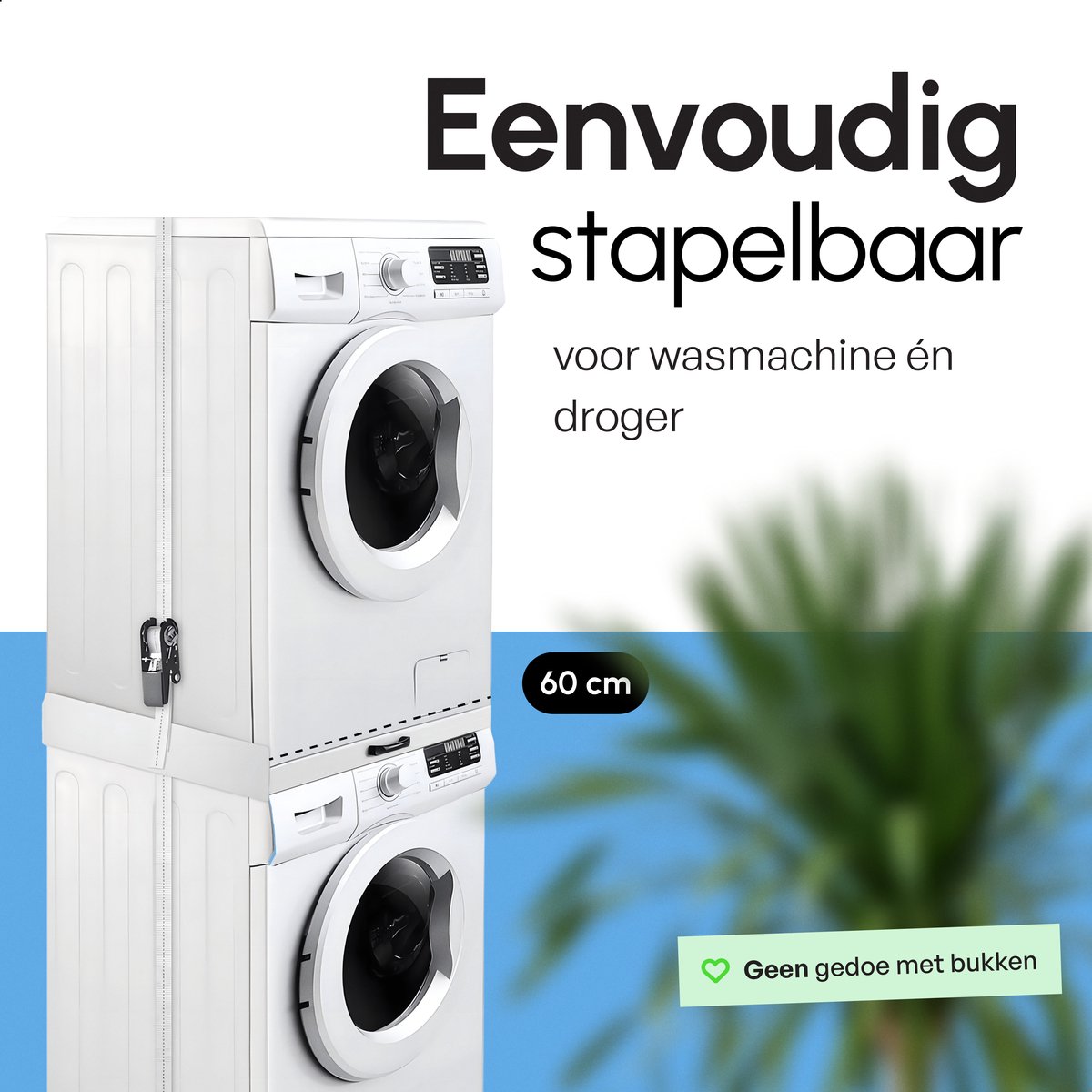 Bodo® Stapelkit - Tussenstuk met Handdoekhouder en Plank - Wasmachine en Droger - Wit — afbeelding 3