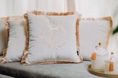 Embroidered pillow / personalised pillow / monogram pillow / decorative cushion 40x 40 beige velvet letter U