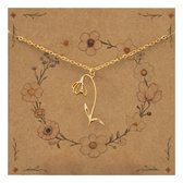 Bixorp Geboortebloem Ketting Januari / Sneeuwklokje - Goudkleurig Roestvrij Staal - Bloem Cadeau voor Dames & Meisjes