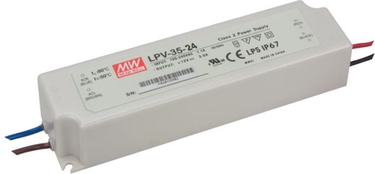 Mean Well SCHAKELENDE VOEDING - 1 UITGANG - 35 W - 24 V