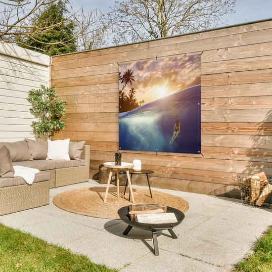 Toile de jardin Mer - Nageur - Soleil - 100x100 cm