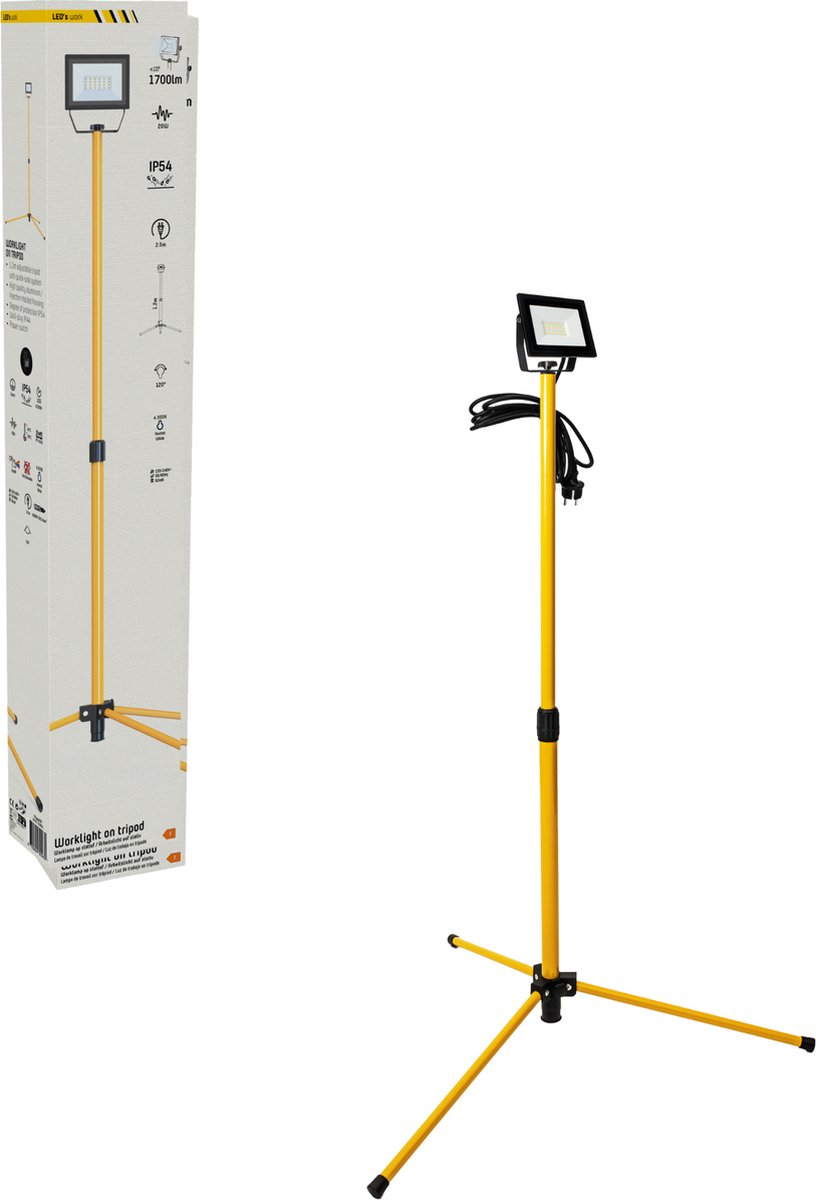 LED's Work Bouwlamp op Statief 2125 - IP54 waterdicht - In hoogte verstelbaar tot 1,20 meter - Bouwlampen - Bouw lamp