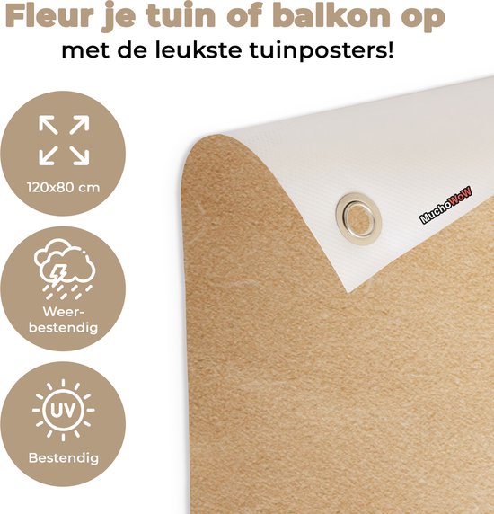 Affiche de jardin structure en cuir couleur claire 120x80 cm - Toile de jardin / Toile d'extérieur / Peintures d'extérieur (décoration de jardin)