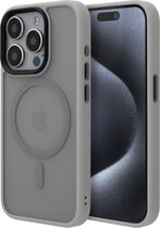 Musthavz Hoesje Geschikt voor iPhone 15 Pro Hoesje Siliconen - Musthavz Backcover met MagSafe - Titanium natural