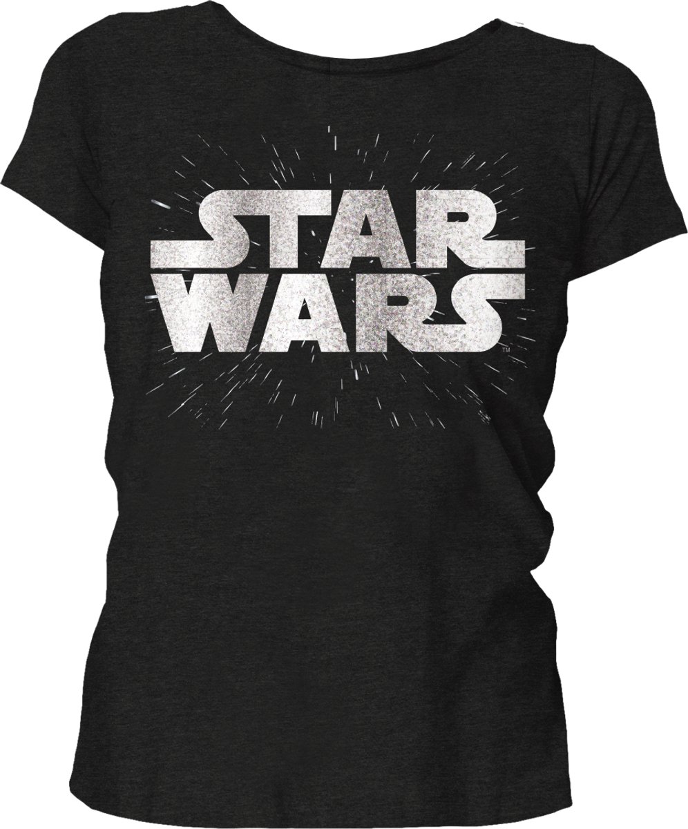 Star Wars - Zilver Logo Zwart Dames T-Shirt XL