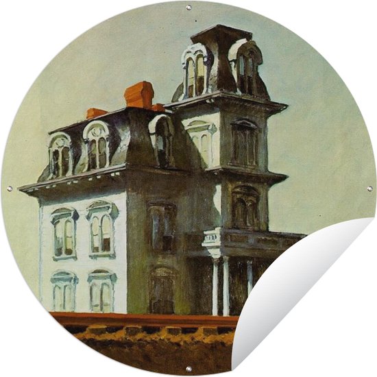 Tuincirkel Huis langs de spoorweg - Edward Hopper - 150x150 cm - Ronde Tuinposter - Buiten