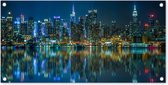 Tuinposter New York - Skyline - Amerika - 80x40 cm - Wanddecoratie Buiten - Tuinposter - Tuindoek - Schuttingposter - Tuinschilderij