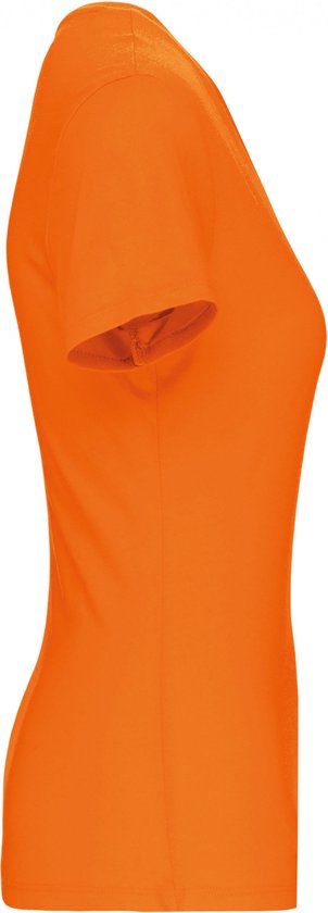 T-shirt Dames XL Kariban V-hals Korte mouw Orange 100% Katoen