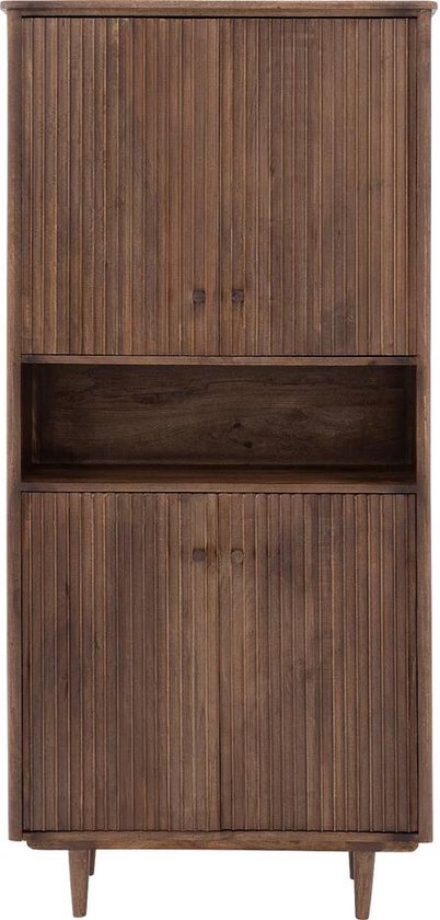 Goossens Opbergkast Mabel, 4 Deuren 1 Open Vak Hout Bruin | bol