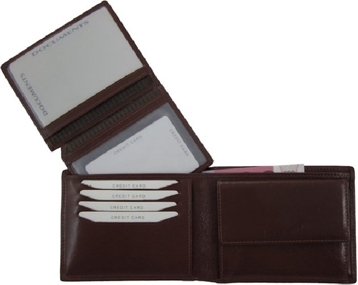 Portemonnee Plantaardig gelooid Rundleer Cognac Bruin met extra kaart clip