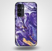 Smartphonica Telefoonhoesje voor Samsung Galaxy A54 5G met marmer opdruk - TPU backcover case marble design - Goud Paars / Back Cover geschikt voor Samsung Galaxy A54 5G