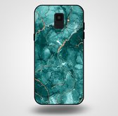 Smartphonica Telefoonhoesje voor Samsung Galaxy A6 2018 met marmer opdruk - TPU backcover case marble design - Goud Groen / Back Cover geschikt voor Samsung Galaxy A6 2018