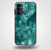 Smartphonica Telefoonhoesje voor Samsung Galaxy A34 5G met marmer opdruk - TPU backcover case marble design - Goud Groen / Back Cover geschikt voor Samsung Galaxy A34 5G