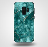 Smartphonica Telefoonhoesje voor Samsung Galaxy S9 met marmer opdruk - TPU backcover case marble design - Goud Groen / Back Cover geschikt voor Samsung Galaxy S9