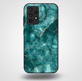 Smartphonica Telefoonhoesje voor Samsung Galaxy A52 met marmer opdruk - TPU backcover case marble design - Goud Groen / Back Cover geschikt voor Samsung Galaxy A52