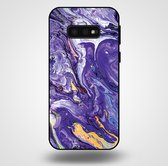 Smartphonica Telefoonhoesje voor Samsung Galaxy S10E met marmer opdruk - TPU backcover case marble design - Goud Paars / Back Cover geschikt voor Samsung Galaxy S10E