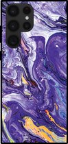 Smartphonica Telefoonhoesje voor Samsung Galaxy S23 Ultra met marmer opdruk - TPU backcover case marble design - Goud Paars / Back Cover geschikt voor Samsung Galaxy S23 Ultra