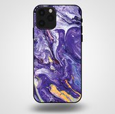 Smartphonica Telefoonhoesje voor iPhone 11 Pro met marmer opdruk - TPU backcover case marble design - Goud Paars / Back Cover geschikt voor Apple iPhone 11 Pro