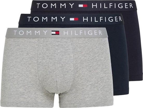 Sous-vêtements pour hommes Tommy Hilfiger 3pack Trunk - Grijs/ Blauw/ Blauw - Taille M