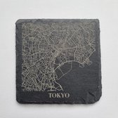 Onderzetters Tokyo, leisteen 10x10cm. Set van 6 stuks.