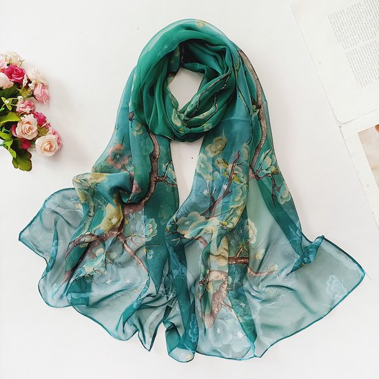 Tibet Vintage Blad Print Sjaal Wrap - Pure Yak Wol Decoratie Deksel Unisex Oversized Dubbele Zijde Luxe Saal Cadeau, Blauw, One Size (Bloemenpatroon