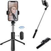 Selfie Stick statief, draagbaar, uitbreidbaar, 3-in-1 roestvrij staal, met afneembare draadloze afstandsbediening en statief, selfiestick, lichtgewicht compatibel met mobiele telefoons (zwart)