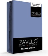 Zavelo Deluxe Flanel Laken Denim Blauw - Lits-jumeaux (240x260 cm) - 100% katoen - Extra Dik - Zware Kwaliteit - Hotelkwaliteit