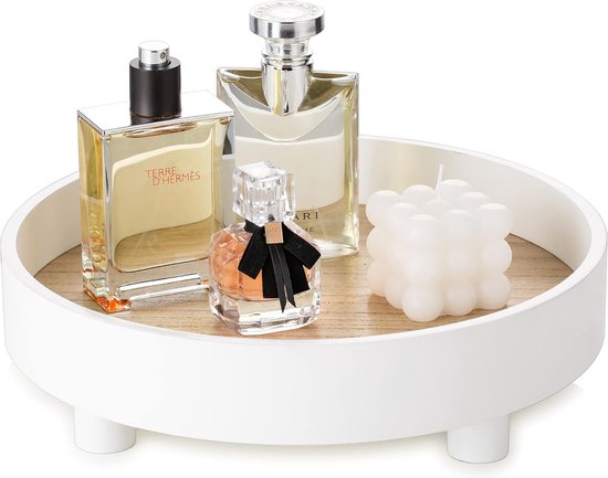 WORHE Dienblad natuurlijk marmer, badkamer, rond make-up tabletten, sieraden, parfum, kaarsen, werkblad opberg, woondecoratie, wit, TP601 WORHE Dienblad natuurlijk marmer, badkamer, rond make-up tabletten, sieraden, parfum, kaarsen, werkblad opberg, woondecoratie, wit, TP601