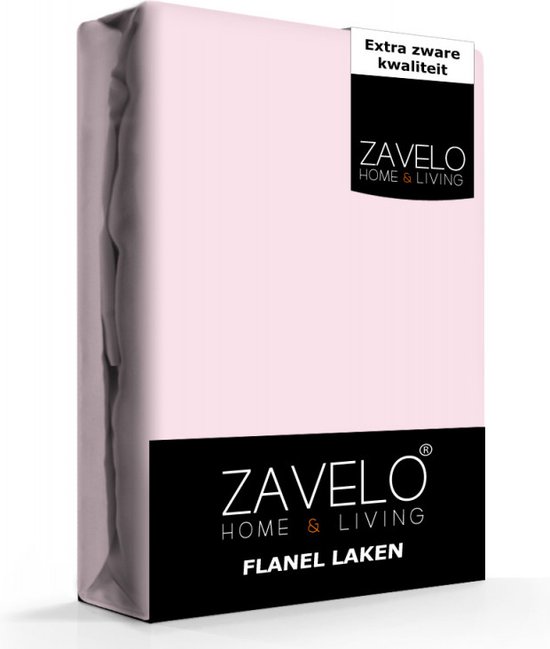 Laken de Flanelle Zavelo Deluxe Rose - 1 personne (150x260 cm) - 100% coton - Extra Épais - Qualité Lourde - Qualité Hôtelière