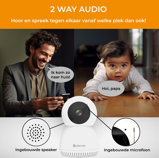 Denver Beveiligingscamera Indoor - Huisdiercamera - Camera met Nachtzicht - Tuya App - WiFi - Full HD - 1080P - Bewegingsdetectie - IIC215MK2- Wit van Denver — afbeelding 5