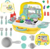 Playos® - Little Chef - 18 delig - Draagbaar - Koffertje - Keukenspeelgoed - Rollenspel Speelgoed - Educatief - Speelgoedkeukentje -