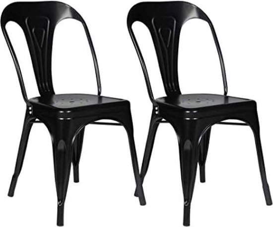 2 stuks stoelen Leny metaal zwart mat stapelbaar in brut Factory look