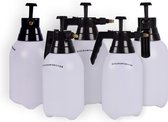 Complete Set van 5 Handige Druksproeiers 1,5 Liter elk - Tuinwatersproeiers en Onkruidverdelgers - Wit & Zwart Plastic - 31cm x 11cm - Bar 2-2,5