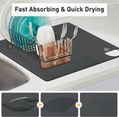Super absorberende afdruipmat, servies, 40 x 50 cm, antislip, sneldrogend, gemakkelijk te reinigen, afdruipmat voor koffiezetapparaat, keuken (A, donkergrijs)